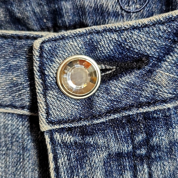 Christine Alexander Crystal Rhinestone Embellished Cropped Jeans Sz 8 - Picture 6 of 13